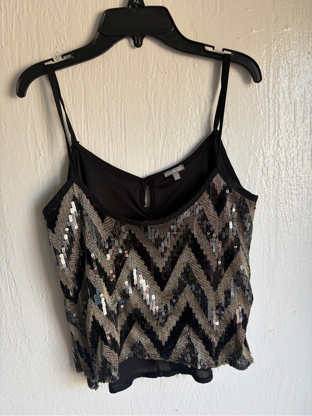 Charlotte Russe Black & Silver Sequin Chevron Cami